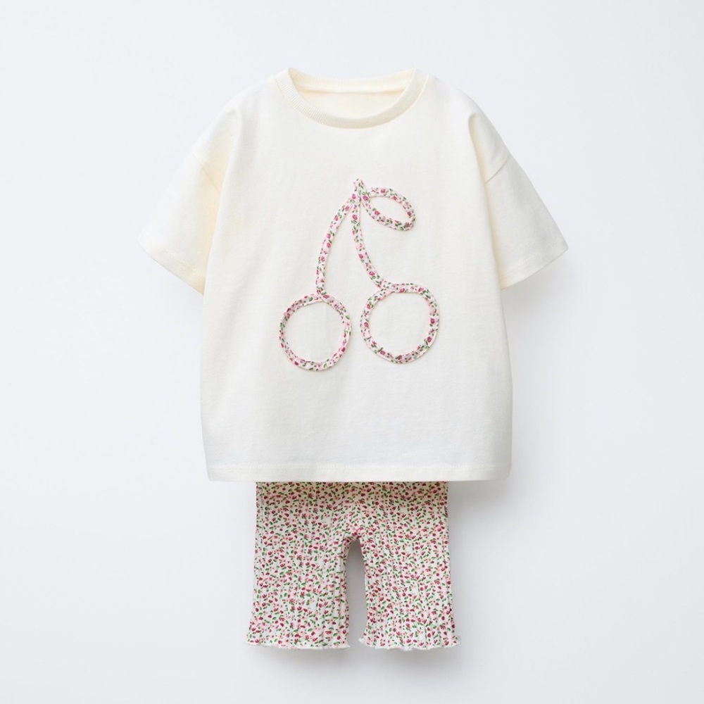 Zara Kids T Shirt and Ribbed Cycling Shorts Set